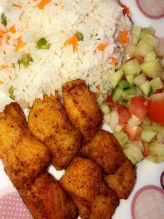 صورة لوصفة فيليه سمك مشوي مع رز