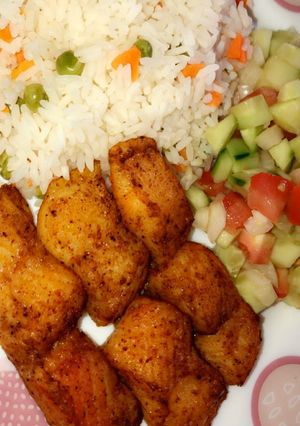 صورة لوصفة فيليه سمك مشوي مع رز