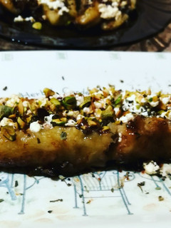 Una foto de Plátano con relleno de chocolate y queso