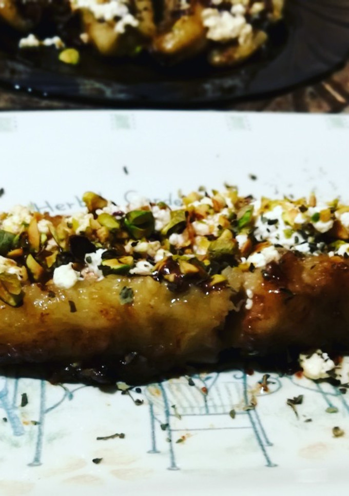 Una foto de Plátano con relleno de chocolate y queso