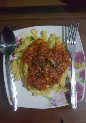 Foto resep Fusili with Chicken and Campignon in Tomato Sauce