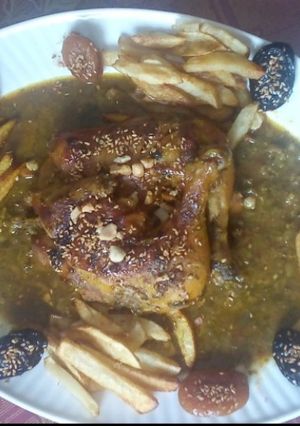 صورة لوصفة طبق الدجاج المحمر والبطاطس المقليه 🍟🍟 🍗🍗