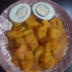Fast yam porridge and boiled egg A picture of Fast yam porridge and boiled egg.