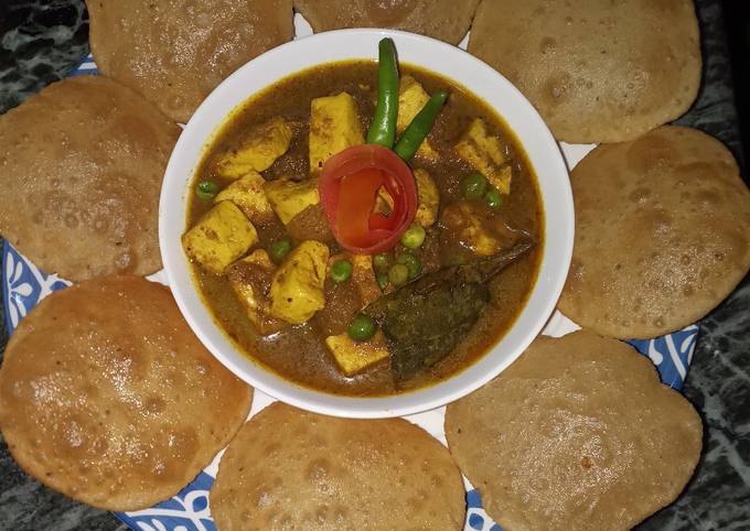 Matar paneer and masala Puri Recipe by Neelima Chaudhary - Cookpad