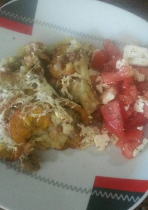 Una foto de Pastel de puré y plátano