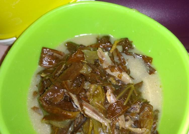 Resep Lodeh daun singkong teri itok | Cara Buat Lodeh daun singkong teri itok Yang Sedap