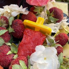 A picture of Strawberry Popsicles.