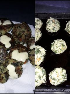 Una foto de Croqueta de arroz al horno con verduras. Súper económica y fácil