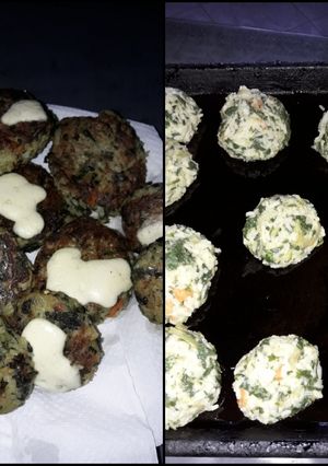 Una foto de Croqueta de arroz al horno con verduras. Súper económica y fácil