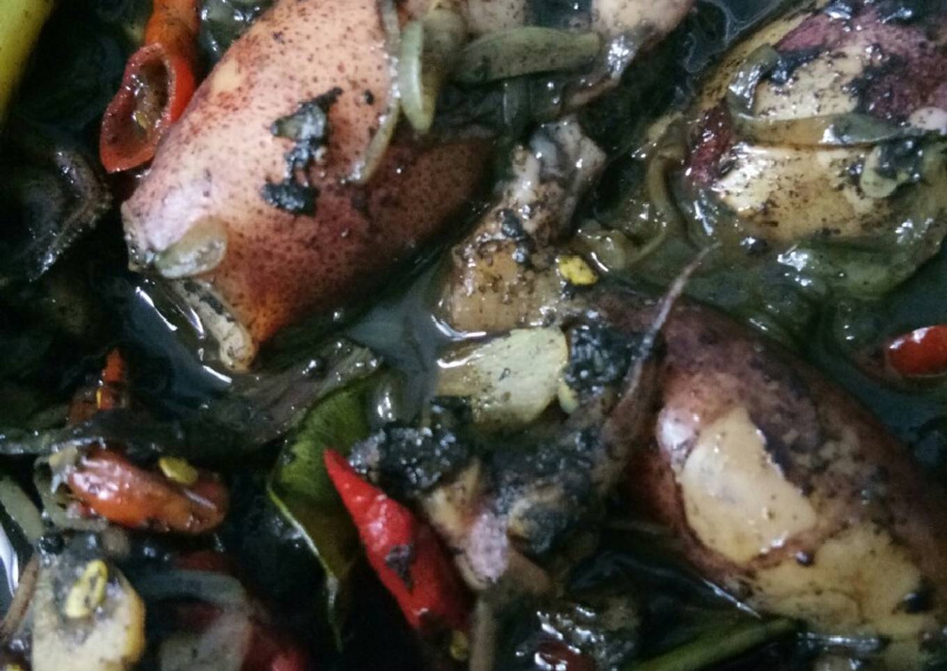 Sotong hitam rebus pedas