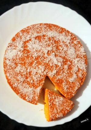 A picture of Eggless Coconut And Custard Cake.