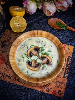 صورة لوصفة شوربة المشروم باللوز