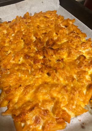 Una foto de Macarrones con queso gratinado