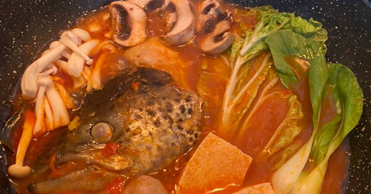 Resep Spicy salmon head nabe soup ala sushi tei oleh rochxy fresha