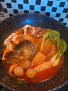 Foto resep Spicy salmon head nabe soup ala sushi tei