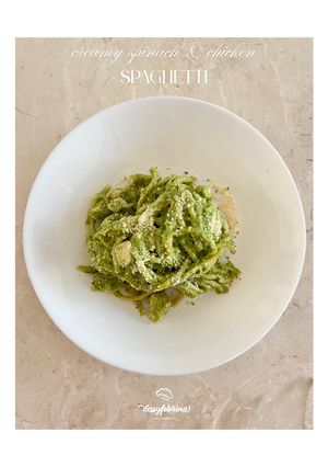 Foto resep Chicken & Spinach Creamy Spaghetti