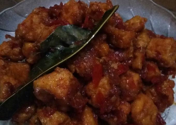 Tahu crispy sambalado manis pedas