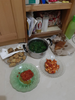Foto resep Bening bayam & Udang balado & Terong krispi