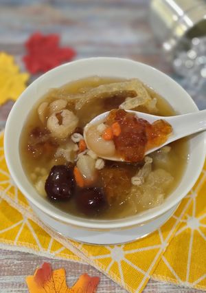 Foto resep Peach Gum Dessert 🍑🪷 (Healthy Collagen Dessert)