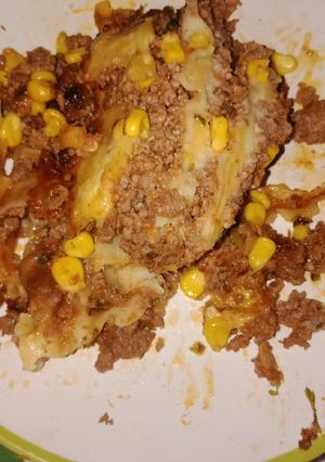 A picture of Corn beef lasagna.