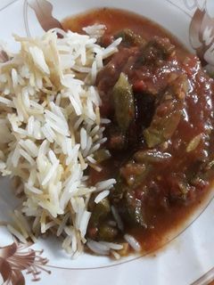 صورة لوصفة بامية ورز