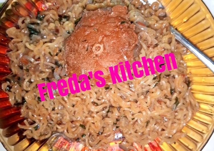 Steps to Make Delicious Indomie with fish and scent leaf