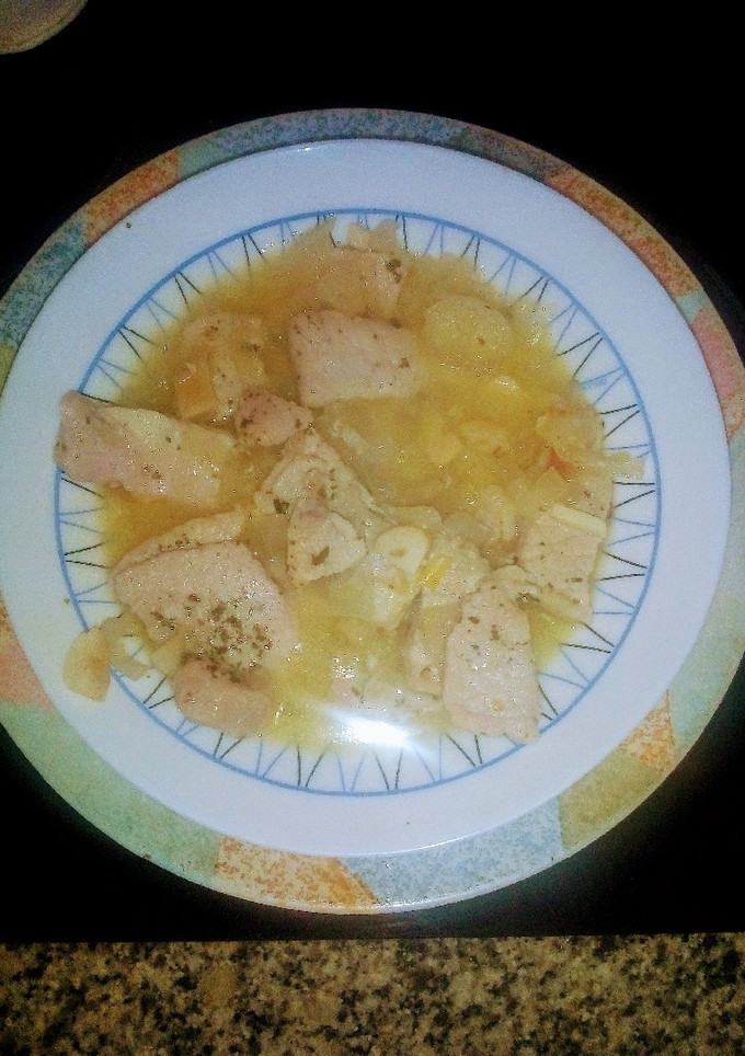 Una foto de Lomo asado al vino blanco