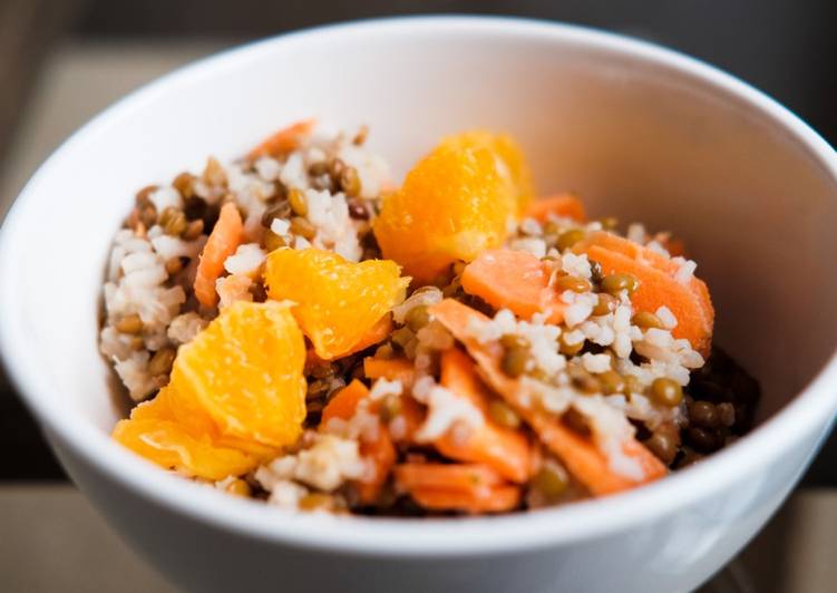 Linsen-Reis-Salat mit Ingwer und Karotte