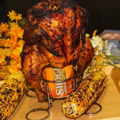 A picture of BBQ Beer Can Chicken.