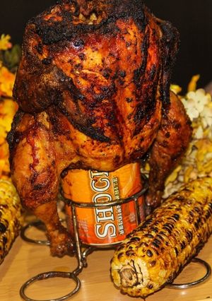 A picture of BBQ Beer Can Chicken.