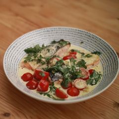 A picture of Tomato Salmon Tuscan Style.
