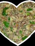 Scramble minced beef and egg