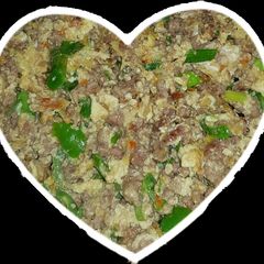 A picture of Scramble minced beef and egg.