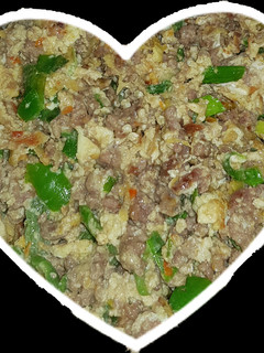 A picture of Scramble minced beef and egg.