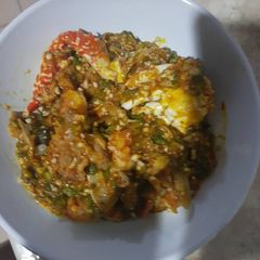 A picture of Okro with crab and shrimps.