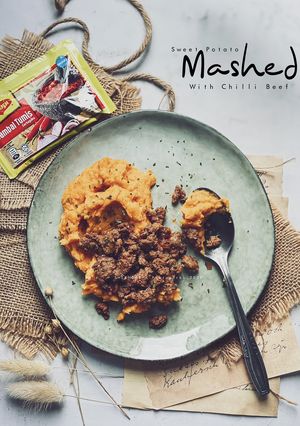 Gambar Sweet Potato Mashed with Chilli Beef
