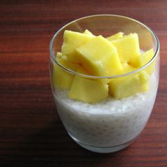 A picture of Coconut Milk Sago Pudding with Mango.