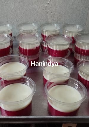 Foto resep Puding Buah Naga Vla Vanila