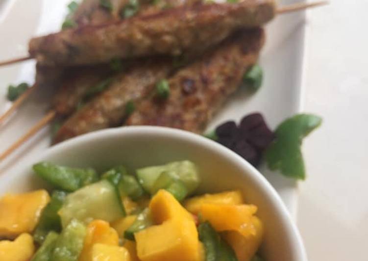 Recipe of Homemade Seekh Kebabs with mango salsa