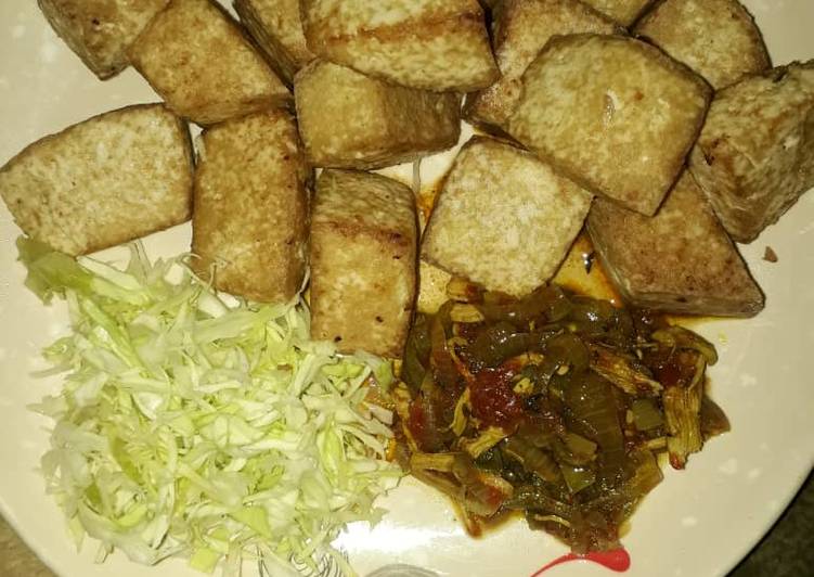 Recipe of Ultimate Fried tofu with chicken sauce