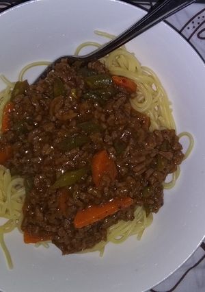A picture of Quick meal Spaghetti and Mince.