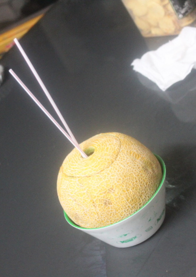 Una foto de Melón con Nescafé y aguardiente de hierbas