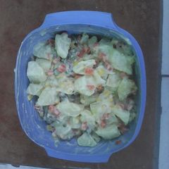 A picture of Frozen vegetables and potato salad.