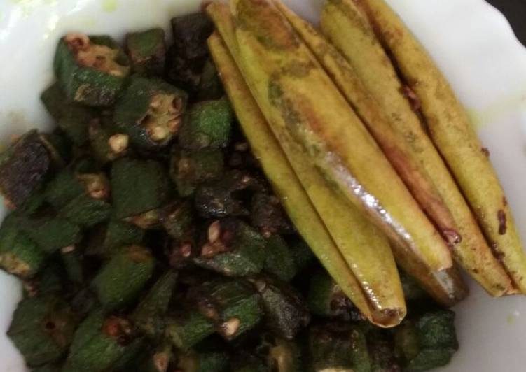 Lady's finger and pointed gourd fry