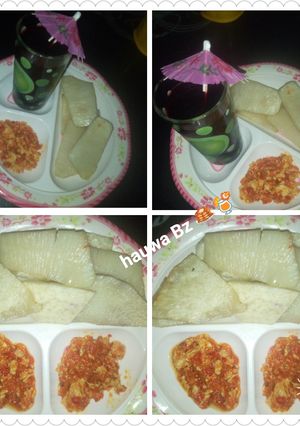 A picture of Plain Fried yam and egg sauce.
