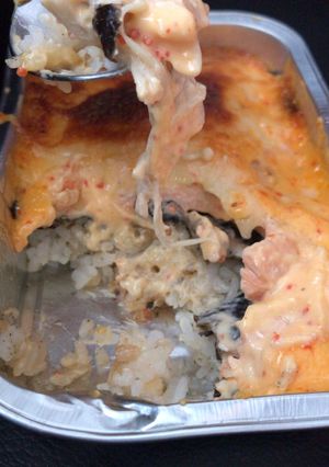 Foto resep Salmon Enoki Mentai Rice