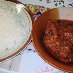 A picture of Rice and stew.