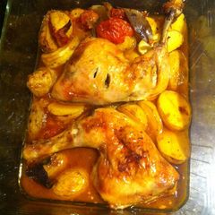 A picture of Roasted chicken and veg !.