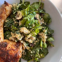 A picture of Kitchen raid Bulgur, spinach and ricotta weekend salad.