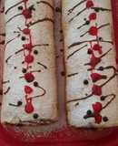 Pionono relleno con Banana, Chips de chocolate y Nuez